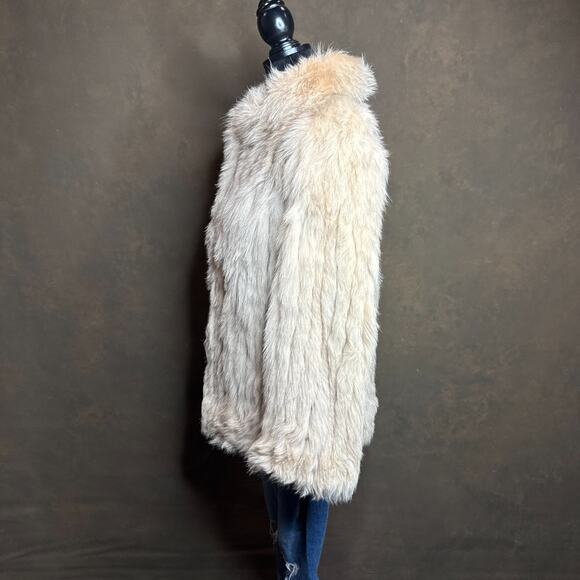 Vintage SAGA Fox Fur Coat Beige Blonde Made in Korea Size 8 Genuine Real Fur - Picture 10 of 16